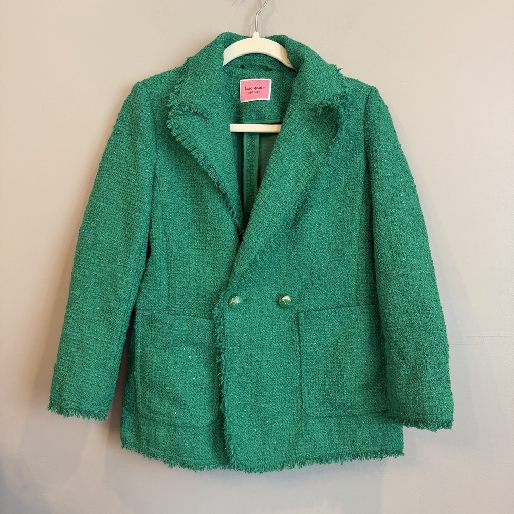 Kate Spade New York Kelly Green Tweed Blazer Size 0 Oversized